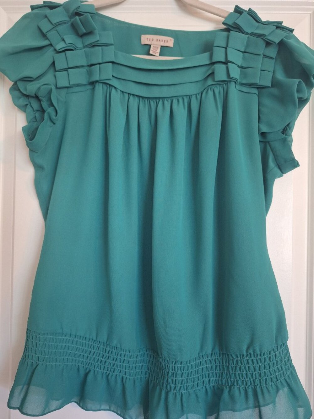 Ted Baker Teal Green Ruffle Top 6